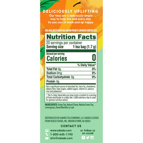 Salada Asian Pear Matcha Green Tea - 20ct